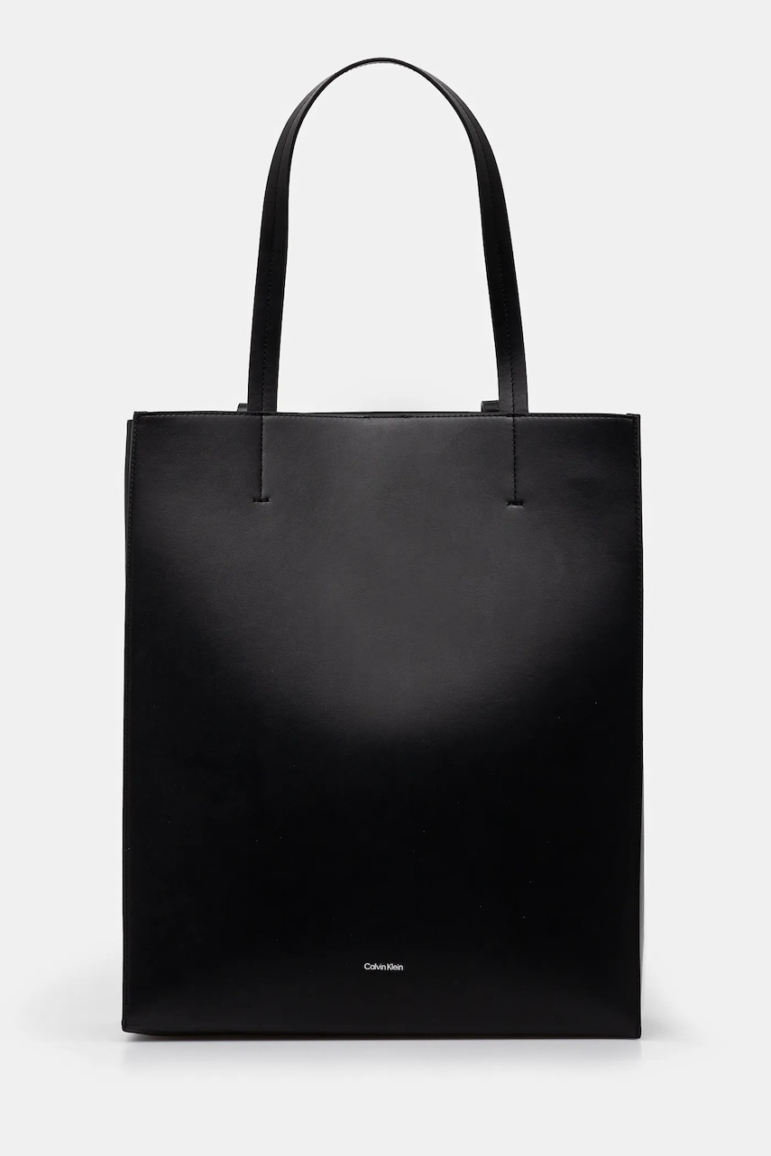 Levně Kožená kabelka Calvin Klein černá barva, LV04F3000G