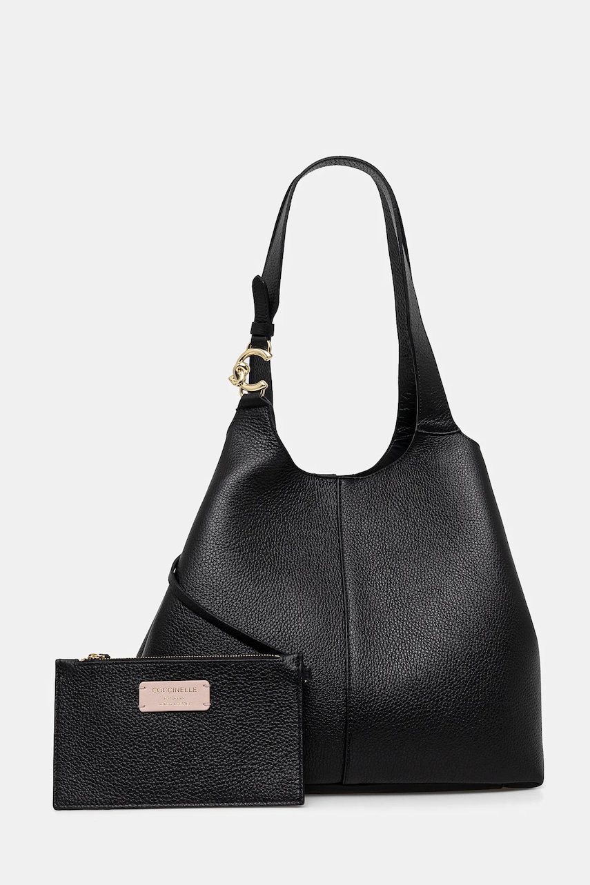 Coccinelle geantă de piele culoarea negru, E1 SHA 11 01 01