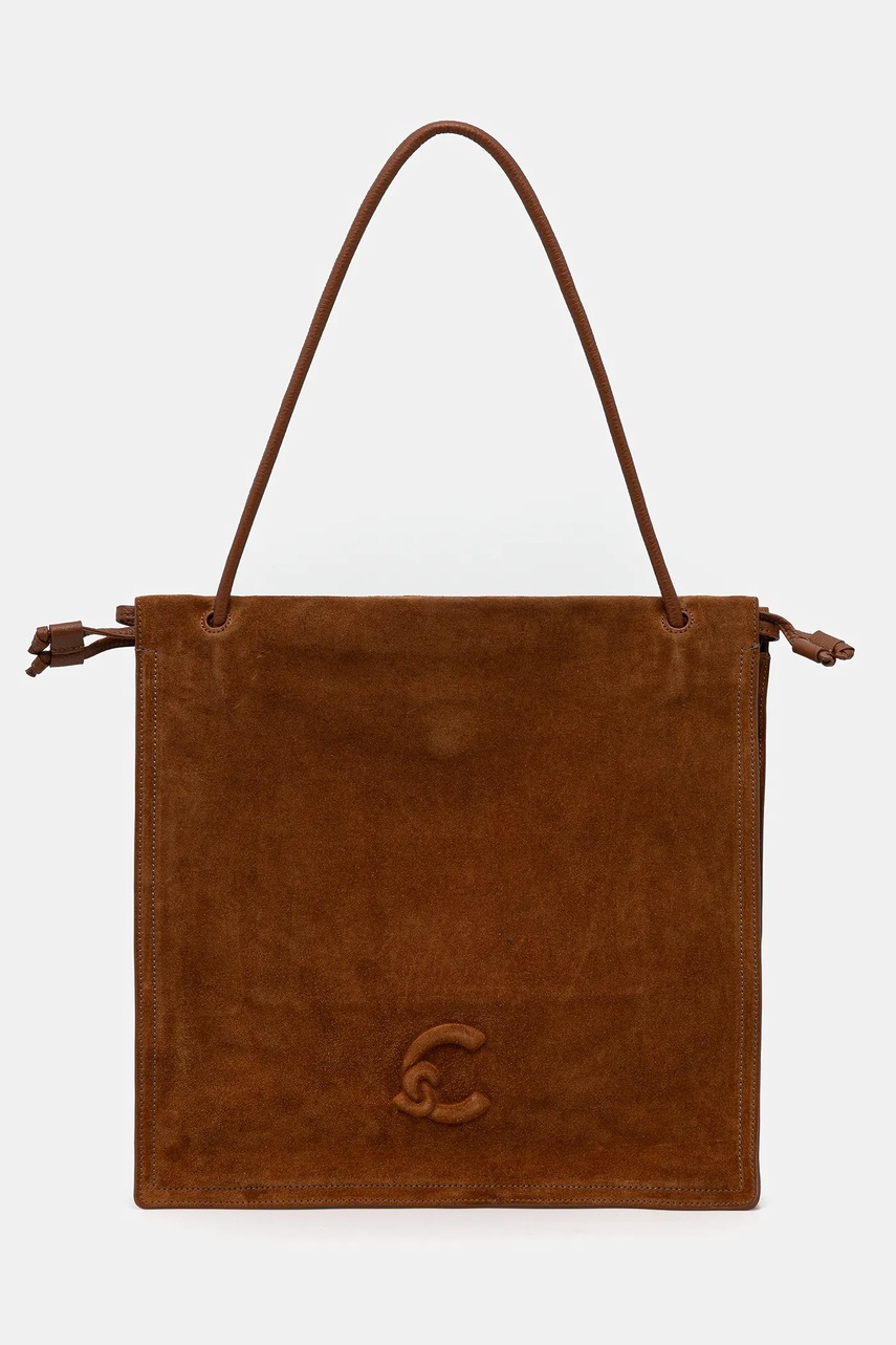 Coccinelle geanta de mana din piele intoarsa COCCINELLEDULSE SUEDE culoarea bej, E1 SS6 11 01 01