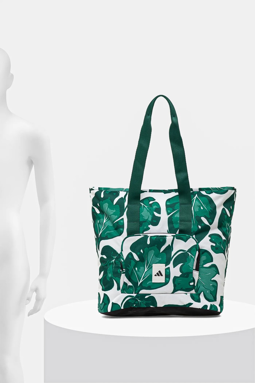 Τσάντα adidas W LEAF TOTE χρώμα: πράσινο, JG1110 φωτογραφία