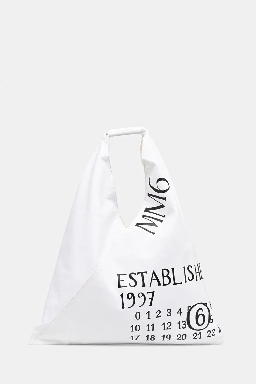 MM6 Maison Margiela geantă de bumbac Classic Japanese Handbag culoarea alb, S54WD0039