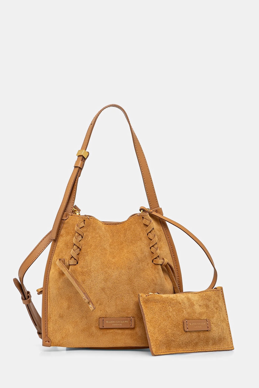 Gianni Chiarini geanta de mana din piele intoarsa DORY culoarea bej, BS 11305 CM-PL Gianni Chiarini geanta de mana din piele intoarsa DORY culoarea bej, BS 11305 CM-PL
