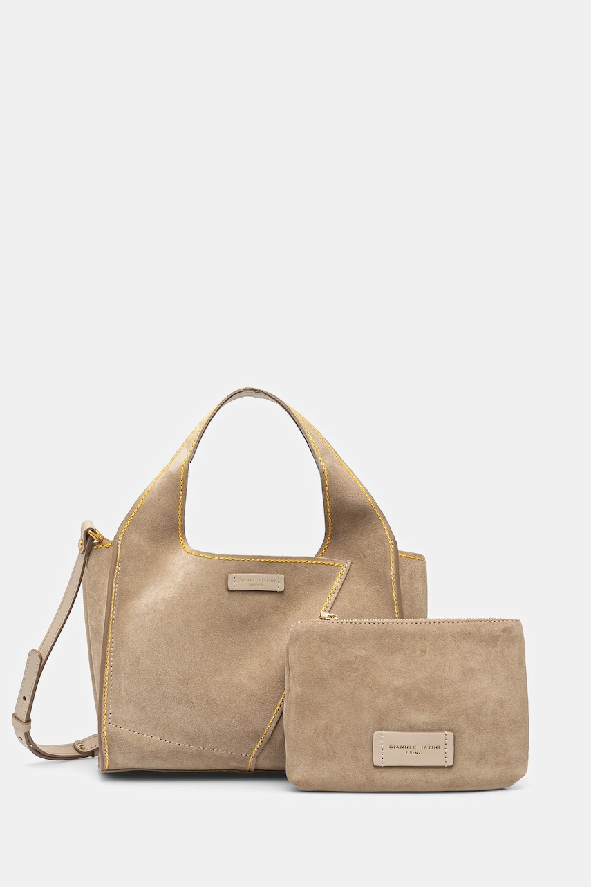 Gianni Chiarini geanta de mana din piele intoarsa EUFORIA culoarea alb, BS 11654 CMNRV Gianni Chiarini geanta de mana din piele intoarsa EUFORIA culoarea alb, BS 11654 CMNRV