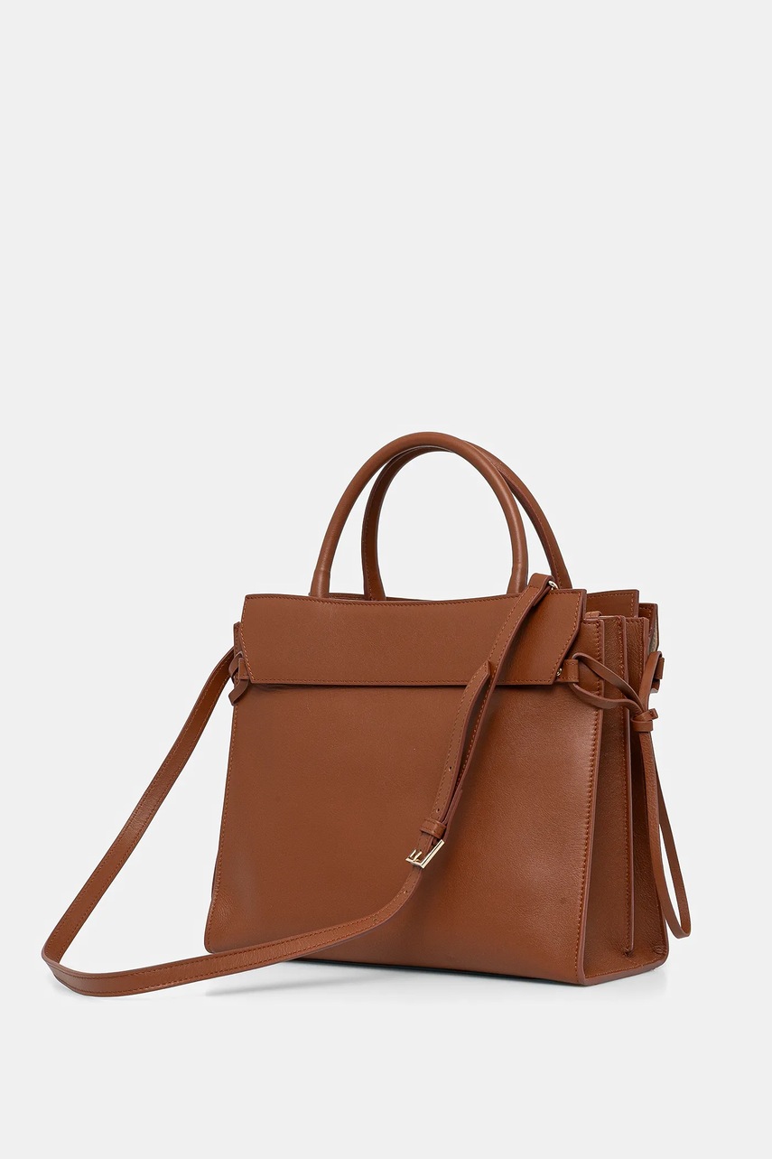 Δερμάτινη τσάντα Guess BIANCA χρώμα: καφέ, HWBIAA L5117 φωτογραφία