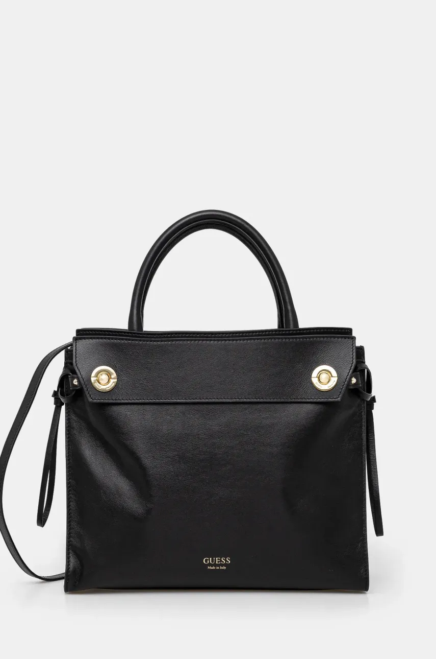 Kožená kabelka Guess BIANCA černá barva, HWBIAA L5117