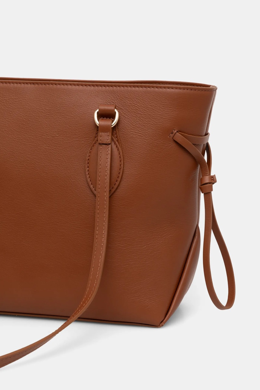 Δερμάτινη τσάντα Guess FLORENCE χρώμα: καφέ, HWFLNC L5103 φωτογραφία