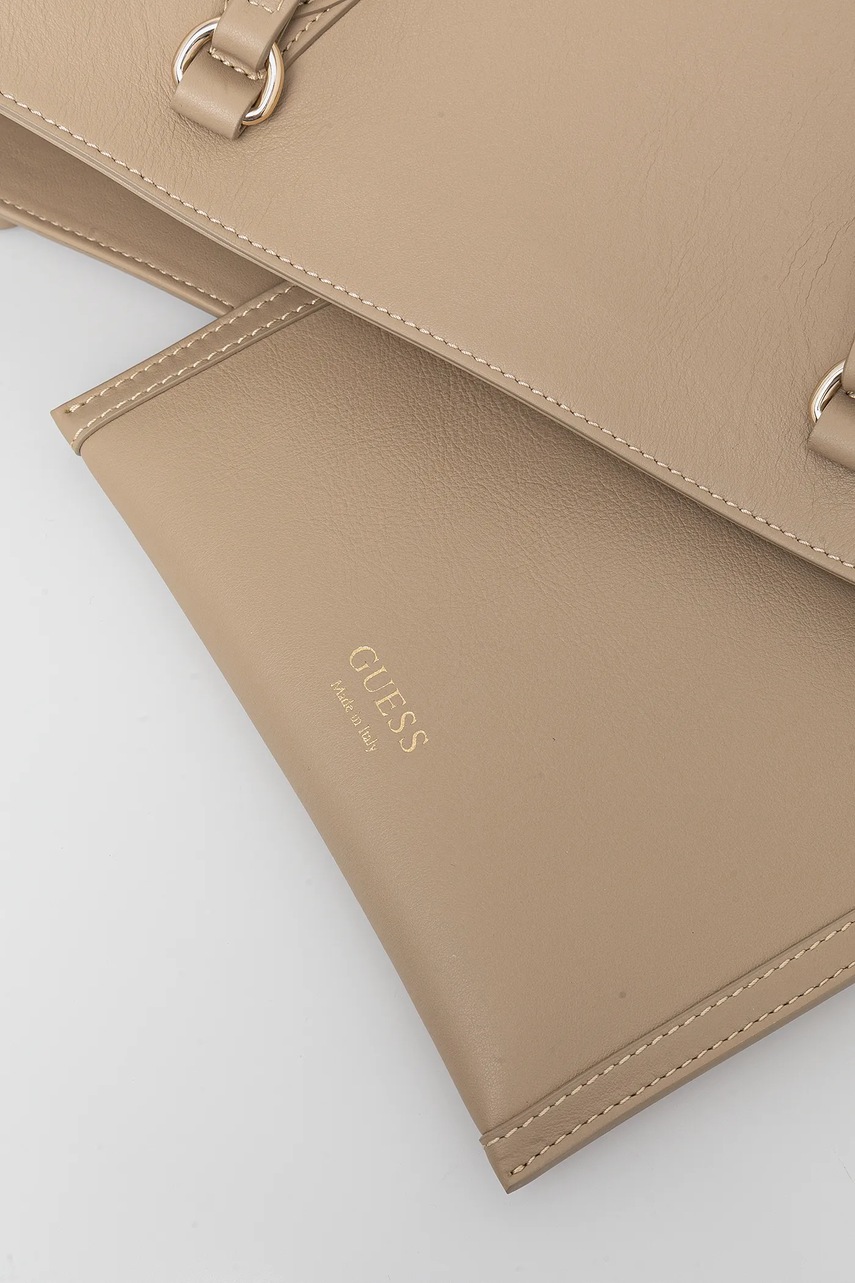 Δερμάτινη τσάντα Guess FLORENCE χρώμα: μπεζ, HWFLNC L5165 φωτογραφία
