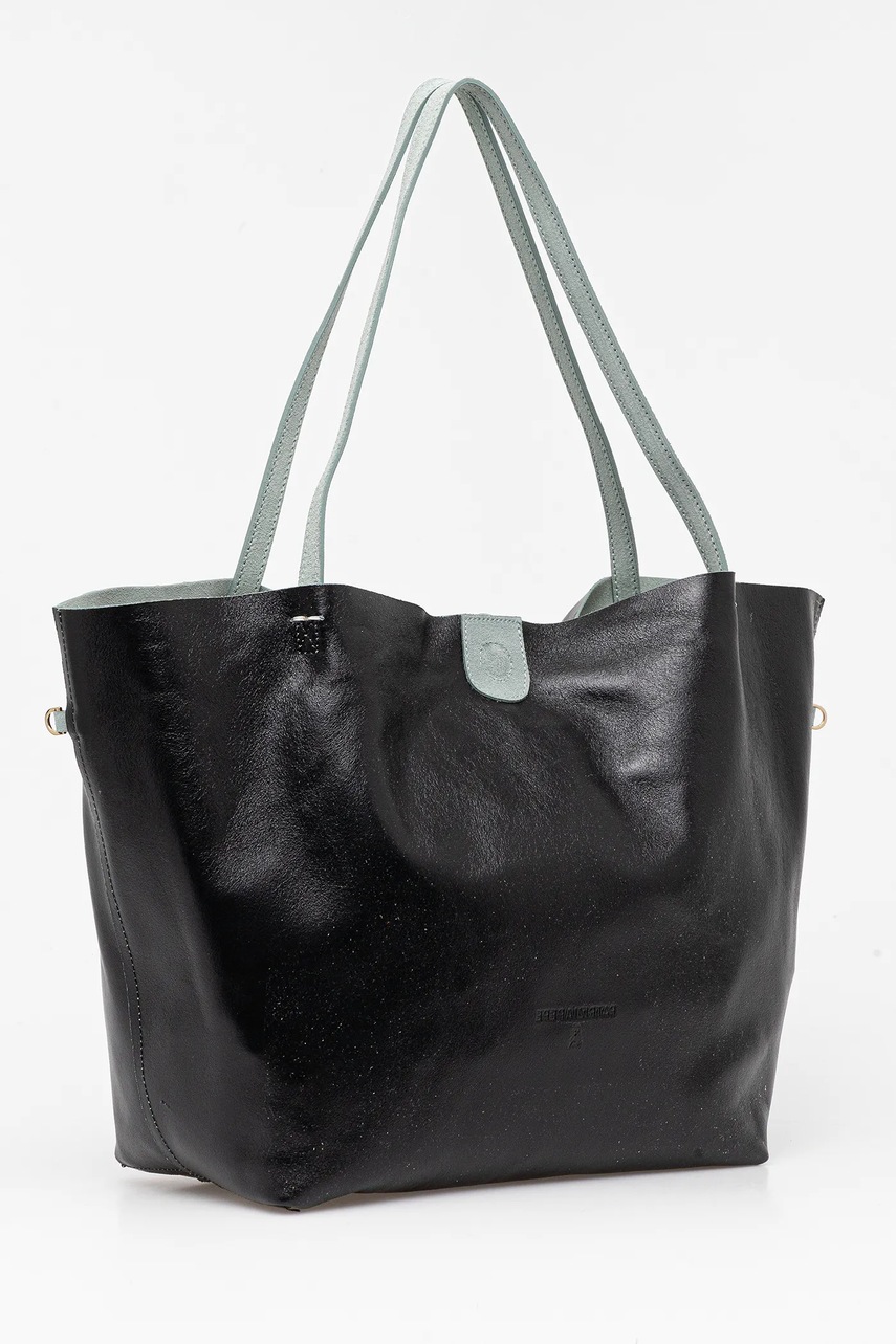 Двусторонняя кожаная сумка Patrizia Pepe цвет бирюзовый 2B0130 L153 Двусторонняя кожаная сумка Patrizia Pepe цвет бирюзовый 2B0130 L153