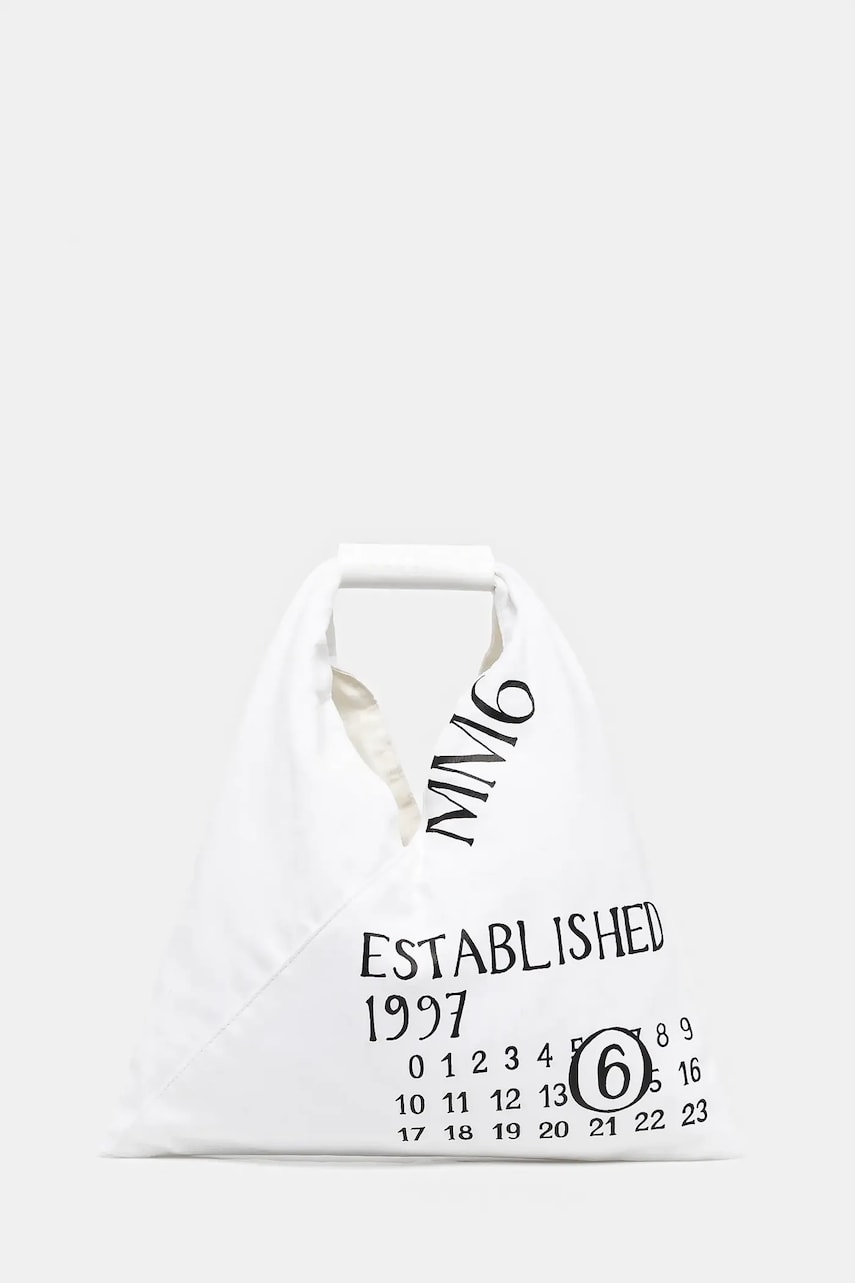 MM6 Maison Margiela geantă de bumbac culoarea alb, SB6WD0013