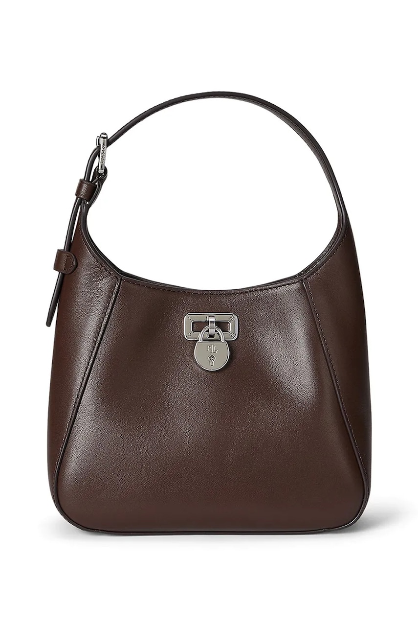 Levně Kožená kabelka Lauren Ralph Lauren hnědá barva, 431966750