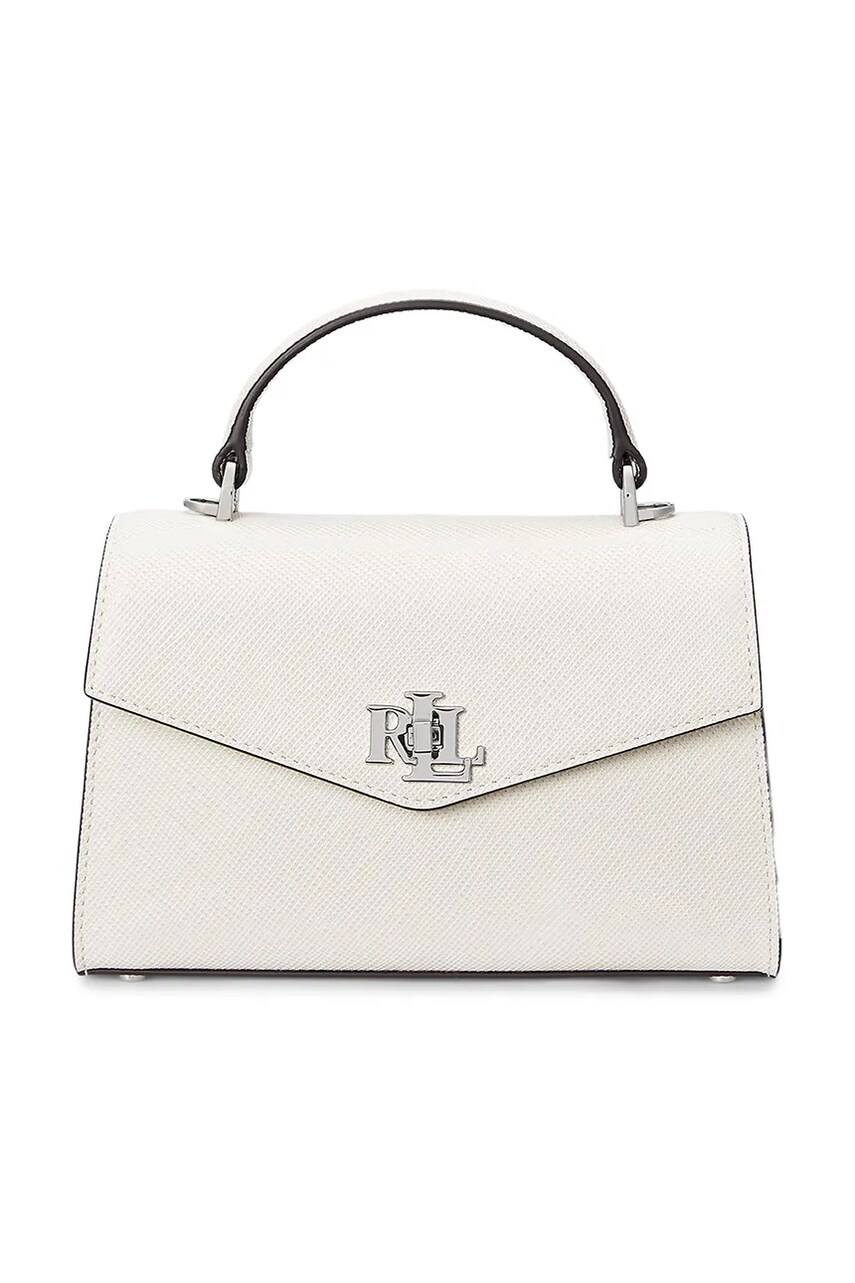 Levně Kožená kabelka Lauren Ralph Lauren bílá barva, 431966765