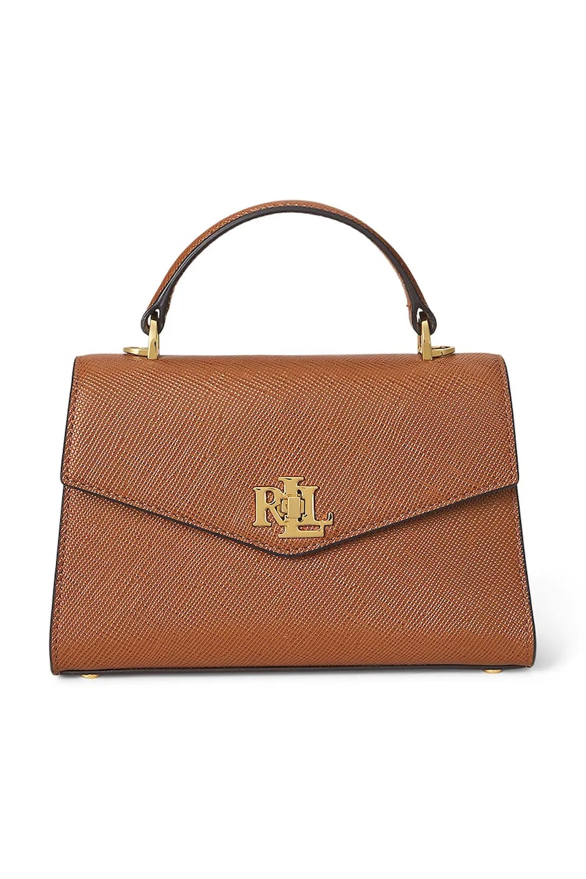 Levně Kožená kabelka Lauren Ralph Lauren hnědá barva, 431966765