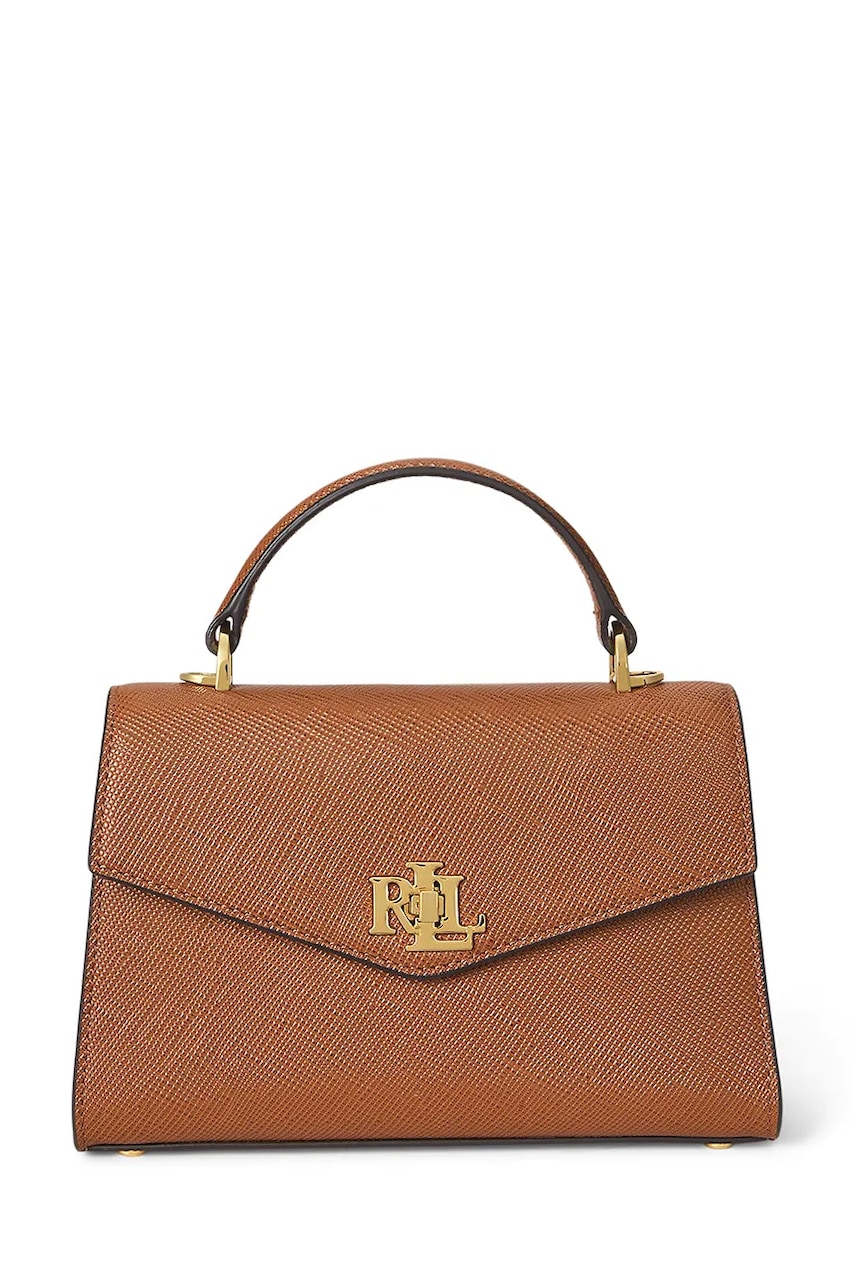 Kožená kabelka Lauren Ralph Lauren hnědá barva, 431966765