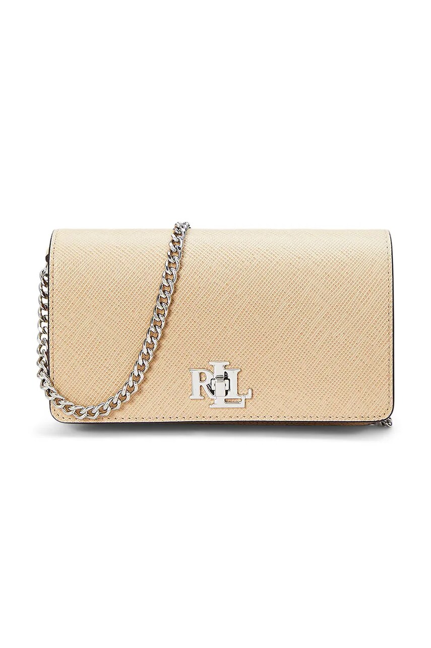 Levně Kožená kabelka Lauren Ralph Lauren béžová barva, 432966784