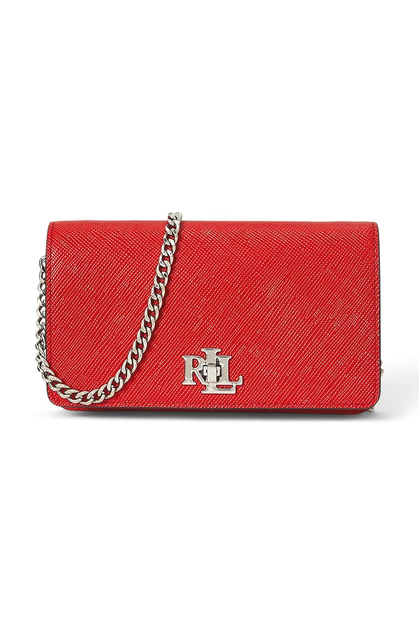 Levně Kožená kabelka Lauren Ralph Lauren oranžová barva, 432966784