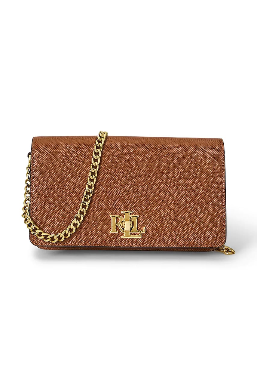 Levně Kožená kabelka Lauren Ralph Lauren hnědá barva, 432966784