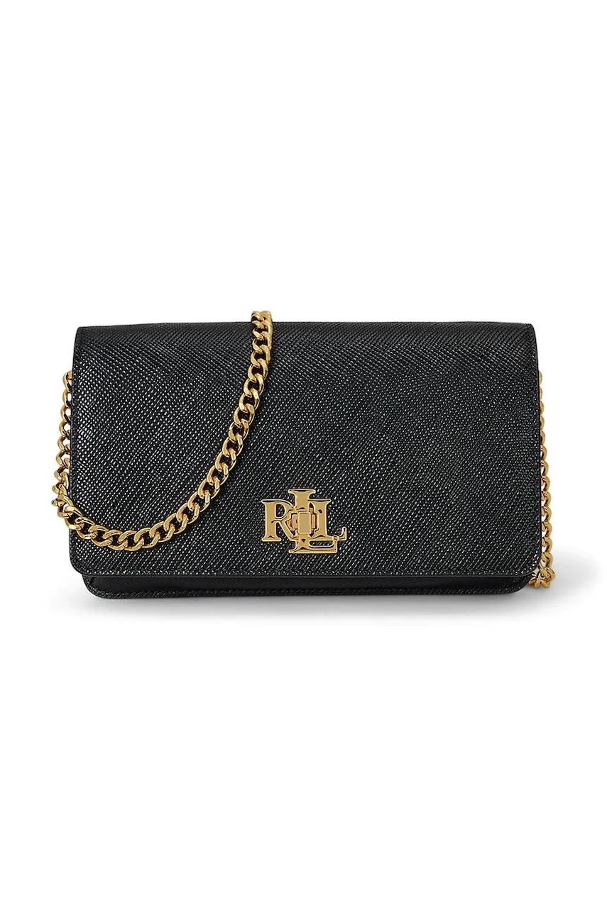 Levně Kožená kabelka Lauren Ralph Lauren černá barva, 432966784