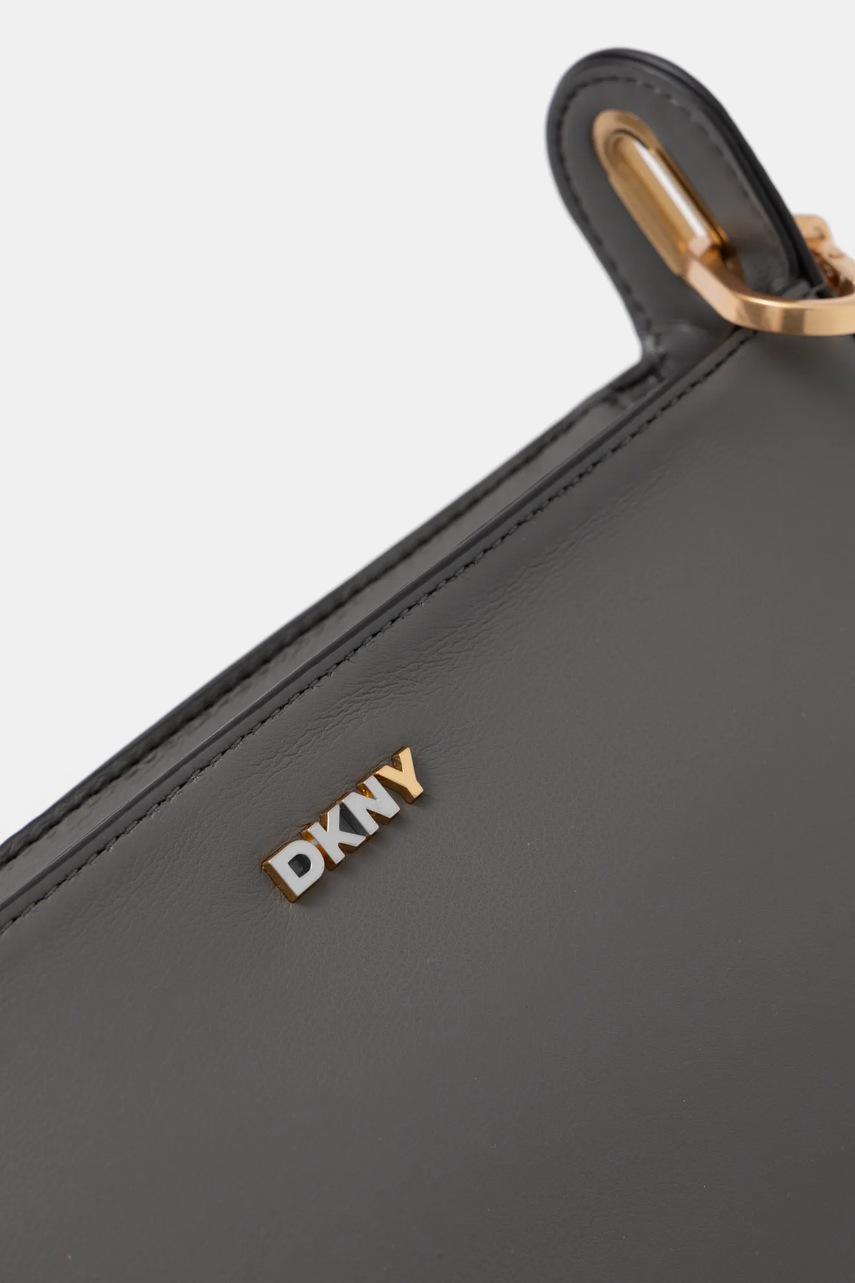 Δερμάτινη τσάντα Dkny χρώμα: γκρι, R44EKI56 φωτογραφία