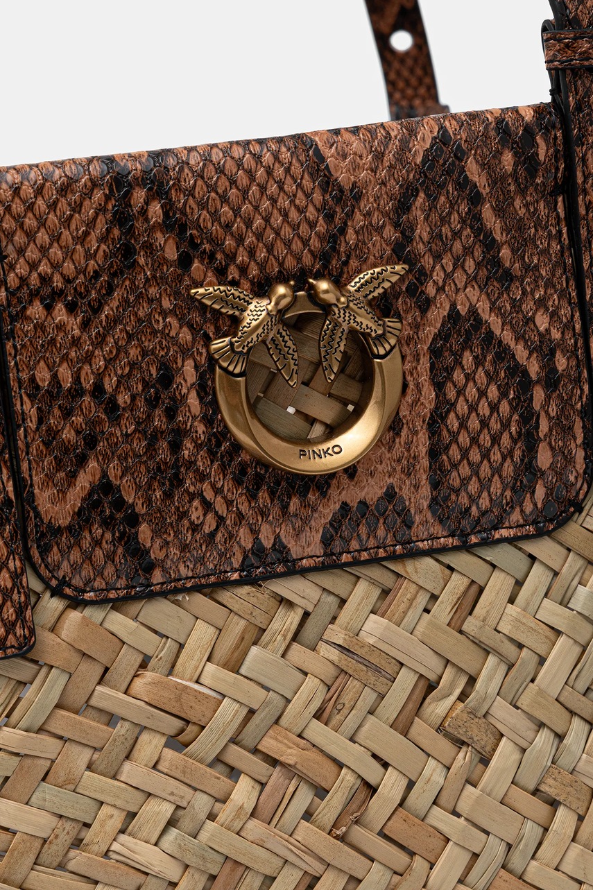 Τσάντα Pinko χρώμα: καφέ, 103324 A2GO φωτογραφία