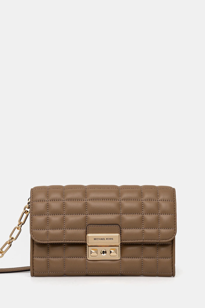 Levně Kožené psaníčko MICHAEL Michael Kors béžová barva, 32S4G2RC9L