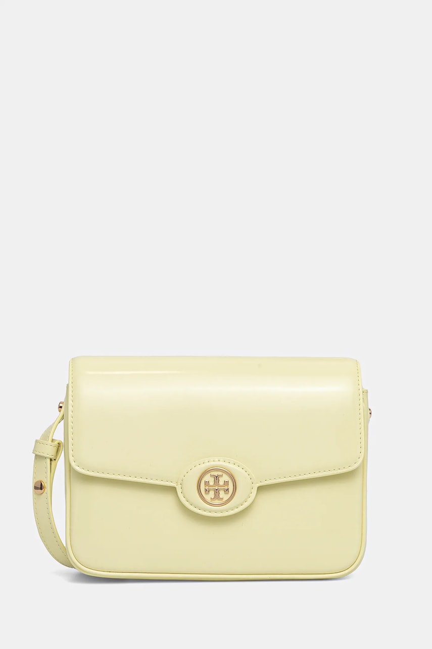 Tory Burch poseta Robinson Spazzolato culoarea galben, 143122-701