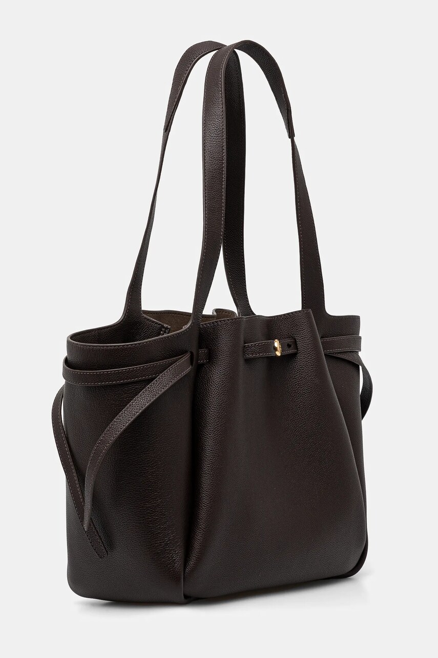 Кожаная сумочка Tory Burch Romy Pebbled Tote цвет коричневый 163388-200 Кожаная сумочка Tory Burch Romy Pebbled Tote цвет коричневый 163388-200