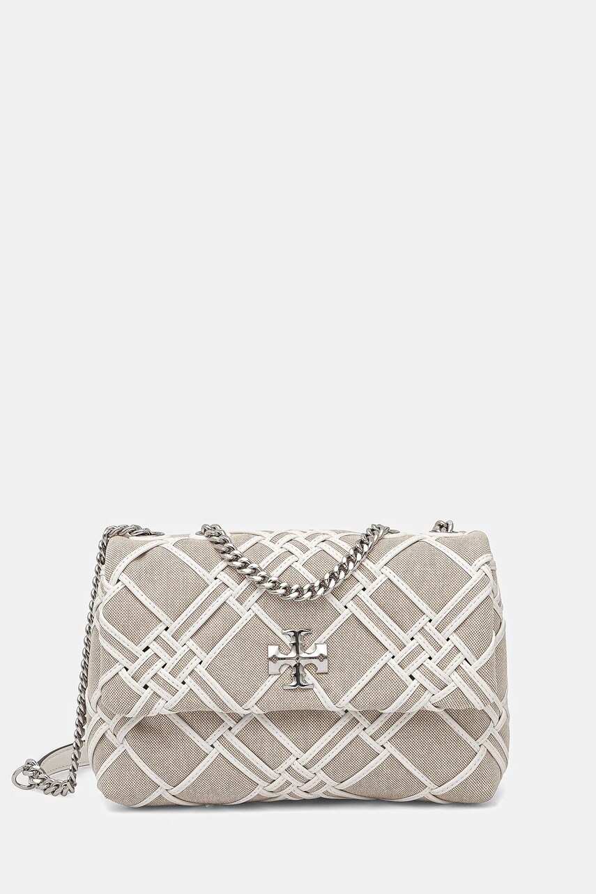 Tory Burch geanta Kira Woven Canvas Small culoarea bej, 151267-250