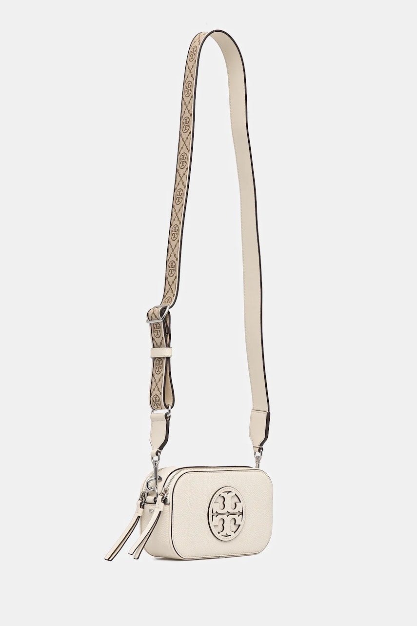 Кожаная сумочка Tory Burch Miller Mini Crossbody цвет бежевый 171955-104 Кожаная сумочка Tory Burch Miller Mini Crossbody цвет бежевый 171955-104