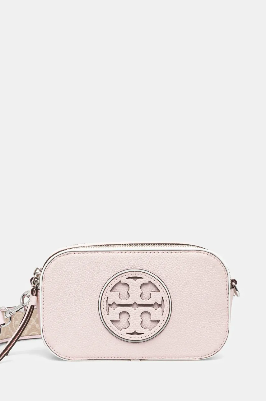 Tory Burch poseta de piele Miller Patent Border Mini Crossbody culoarea roz, 171957-650