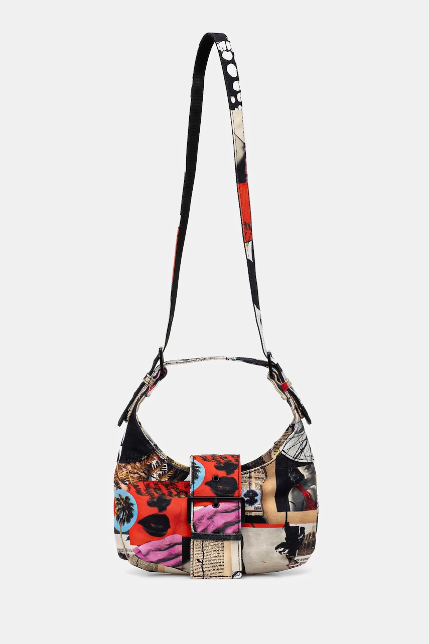 Desigual geanta de bumbac COLLAGE LACROIX culoarea negru, 25SAXA16 Desigual geanta de bumbac COLLAGE LACROIX culoarea negru, 25SAXA16