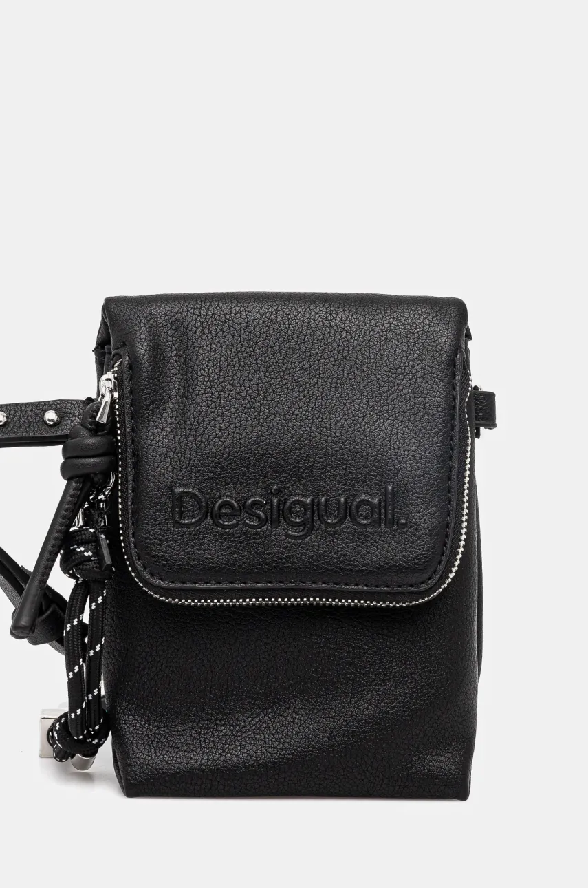 Desigual borseta HALF PHONE BLACK culoarea negru, 25SAYP45