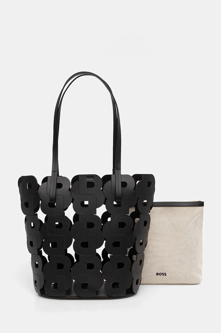 BOSS poseta de piele culoarea negru, 50541981 BOSS poseta de piele culoarea negru, 50541981