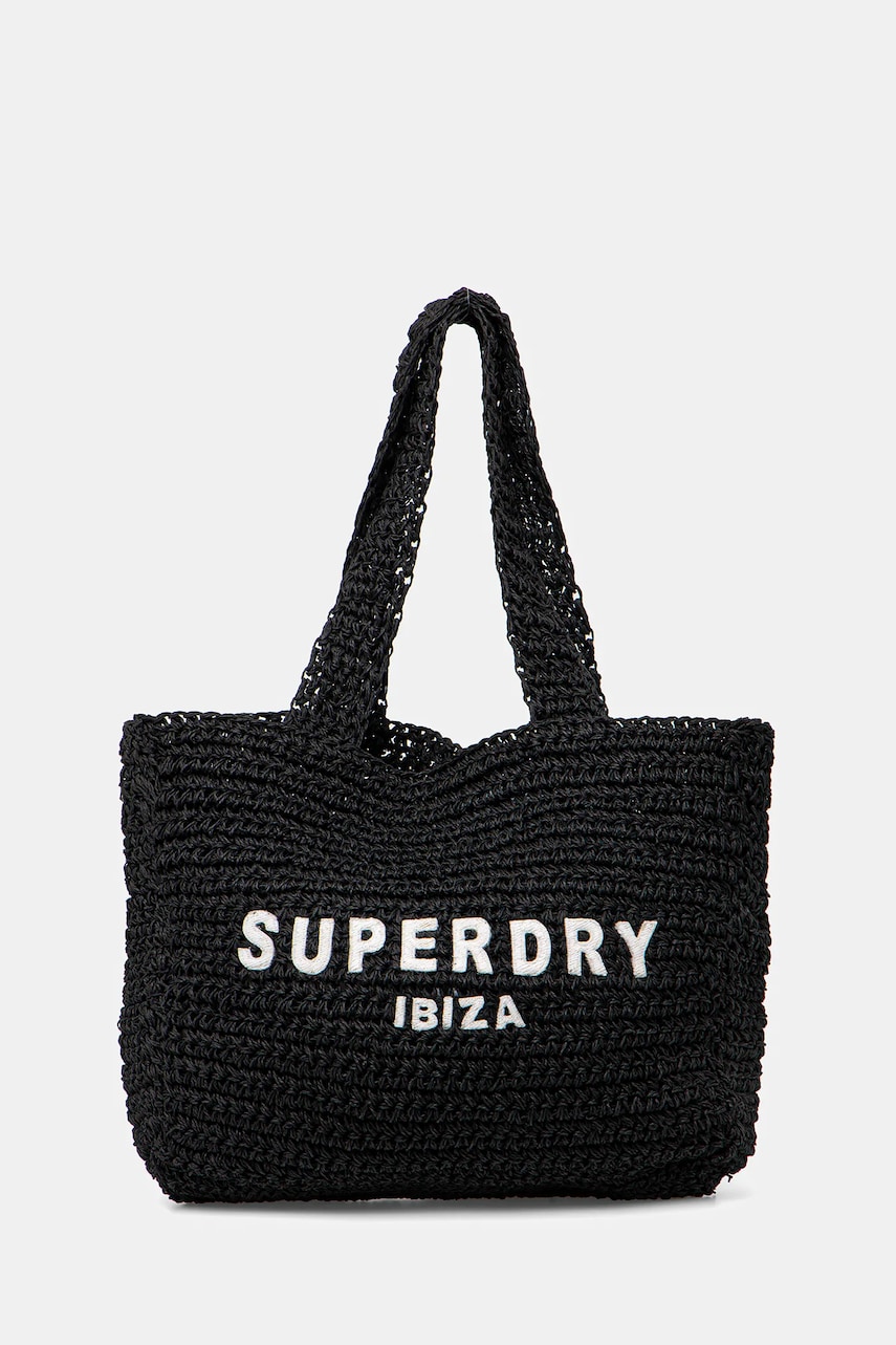 Superdry geanta de plaja culoarea negru, W9110401A-AZD