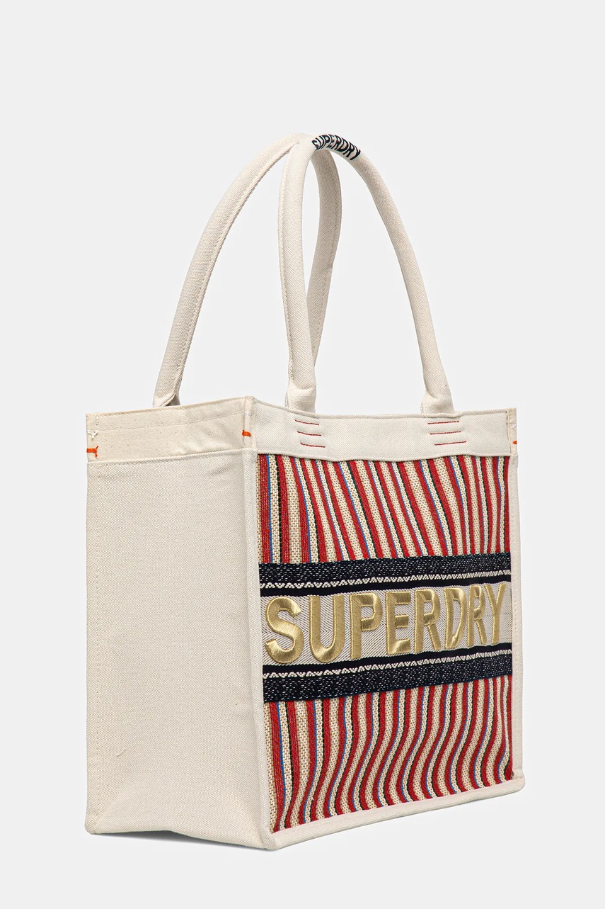 Τσάντα Superdry χρώμα: μπεζ, W9110411A-F1X φωτογραφία