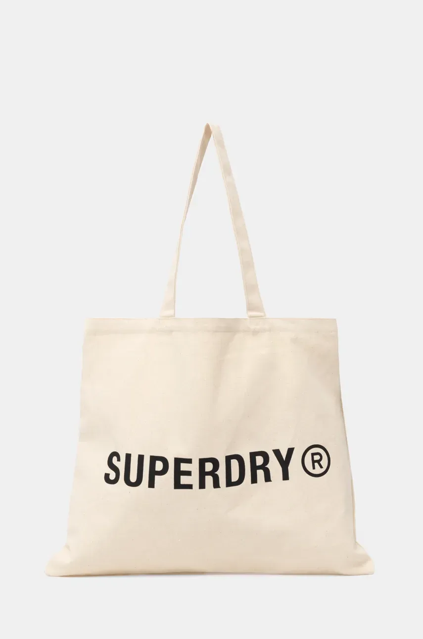 Superdry geantă de bumbac culoarea bej, Y9110270A-1KG