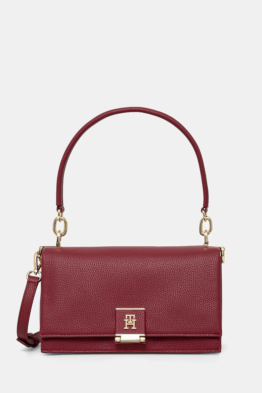 Levně Kabelka Tommy Hilfiger vínová barva, AW0AW17216