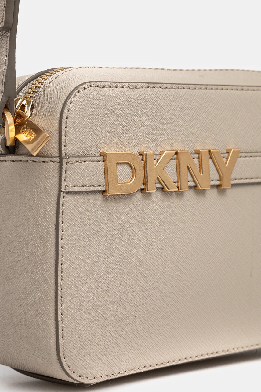 Δερμάτινη τσάντα Dkny χρώμα: μπεζ, R51E1J31 φωτογραφία