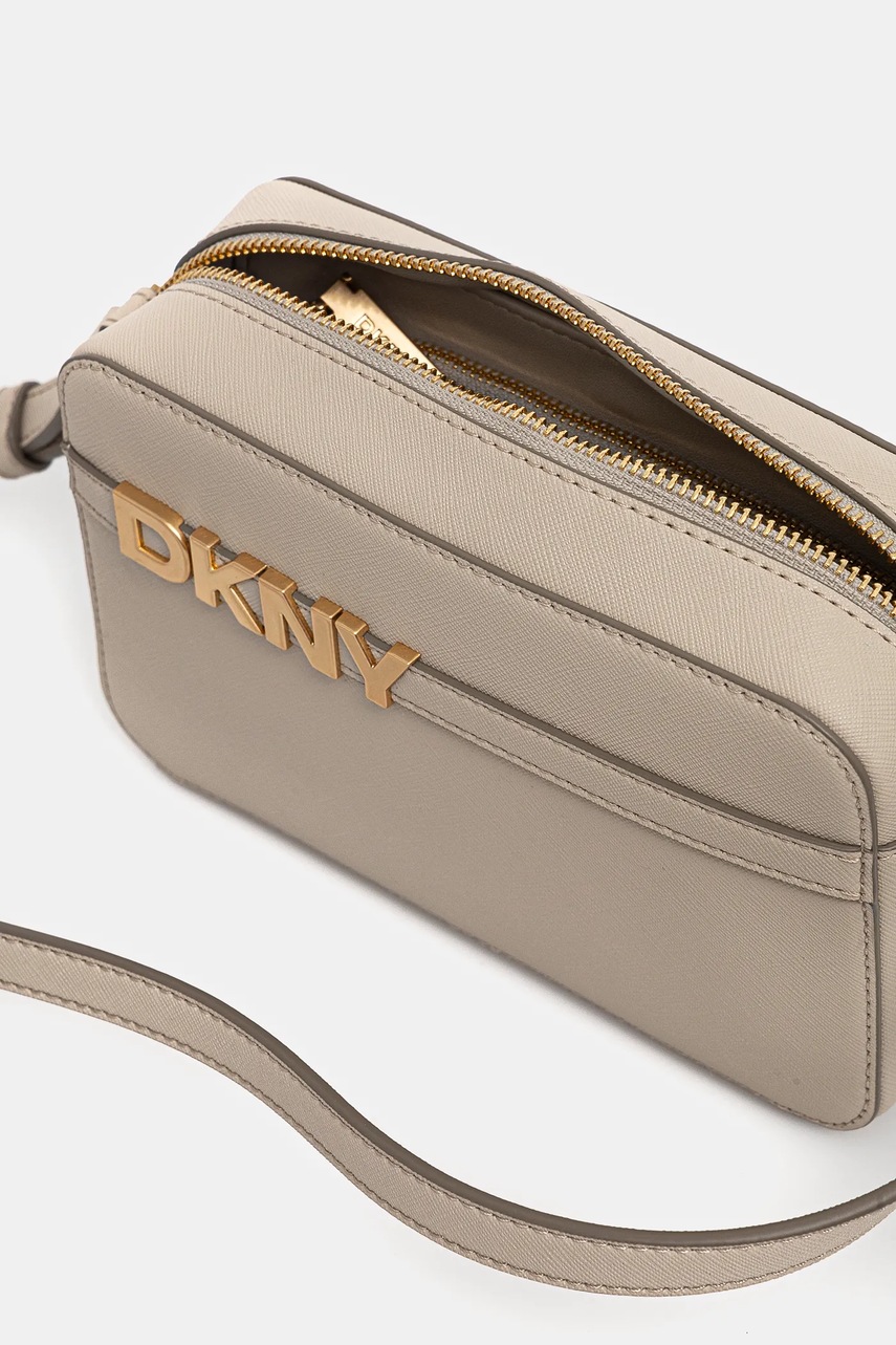 Δερμάτινη τσάντα Dkny χρώμα: μπεζ, R51E1J31 φωτογραφία