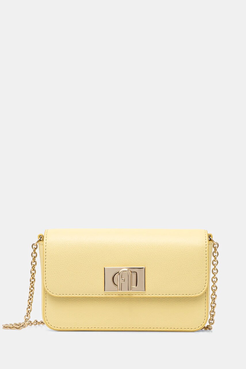 Furla poseta de piele culoarea galben, WE00265.ARE000.3684S1007