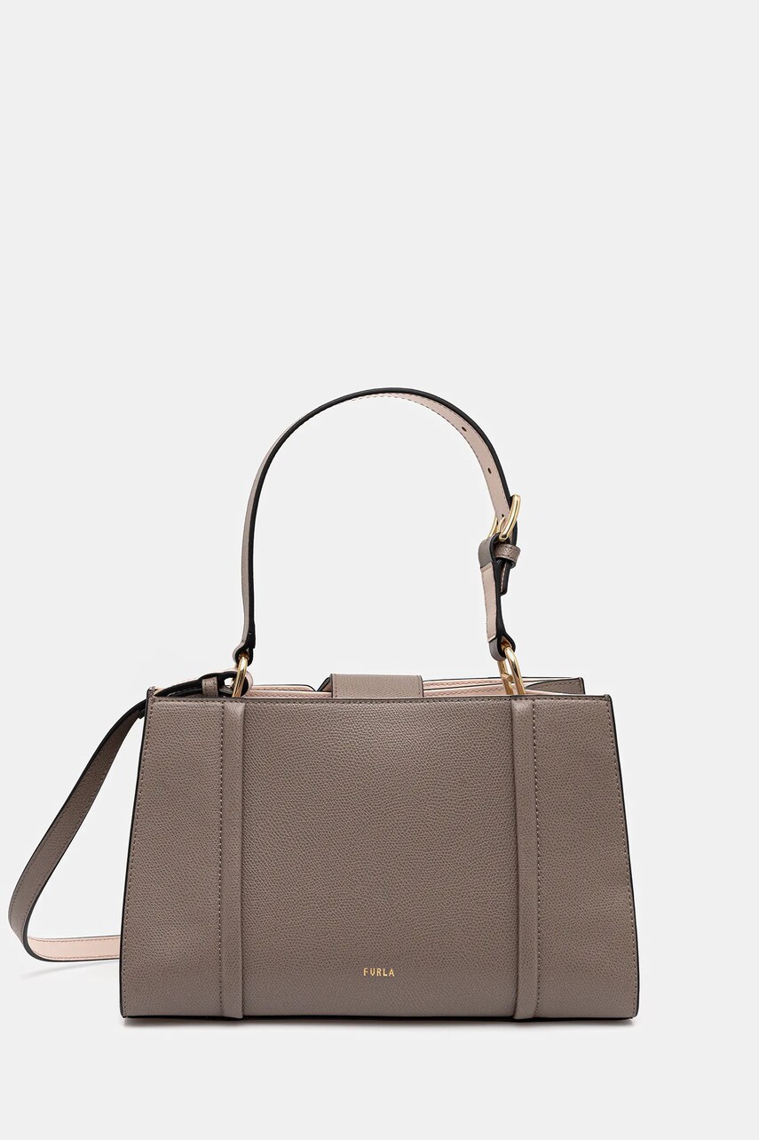 Levně Kožená kabelka Furla šedá barva, WB01557.ARE000.2572S1007