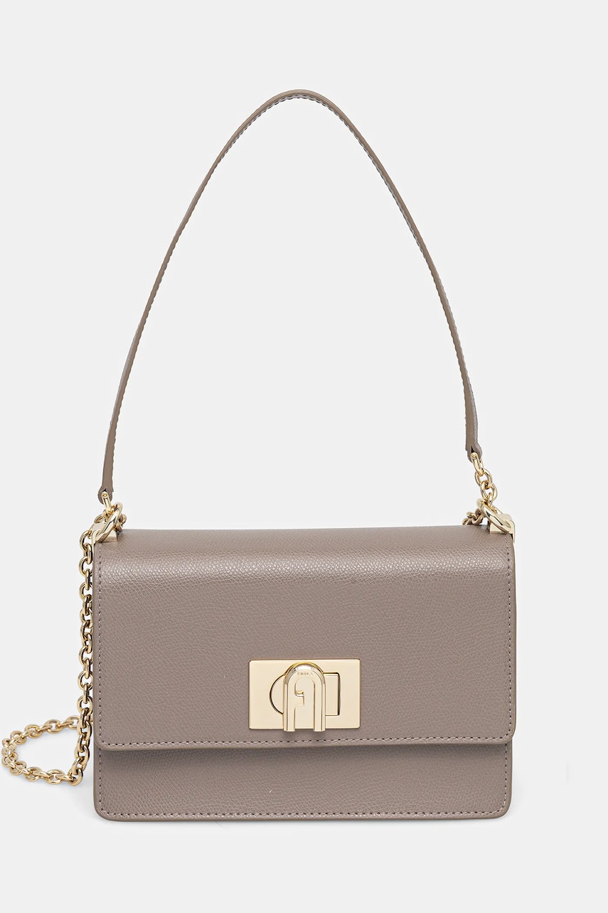 Levně Kožená kabelka Furla šedá barva, BAFKACO.ARE000.2572S1007