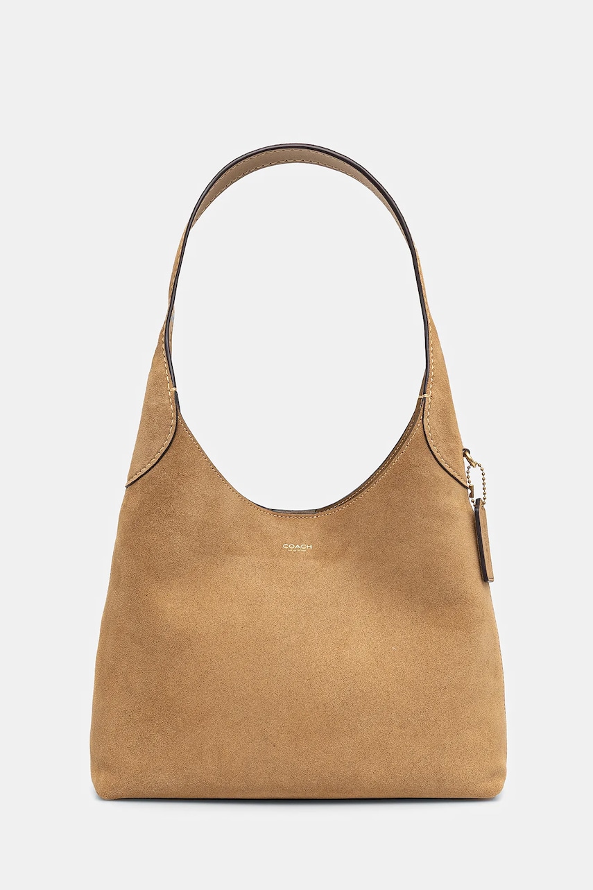 Coach geanta de mana din piele intoarsa Brooklyn culoarea verde, CW637