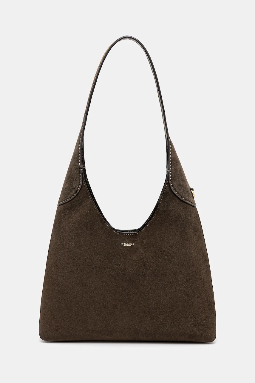 Coach geanta de mana din piele intoarsa Brooklyn culoarea verde, CW637