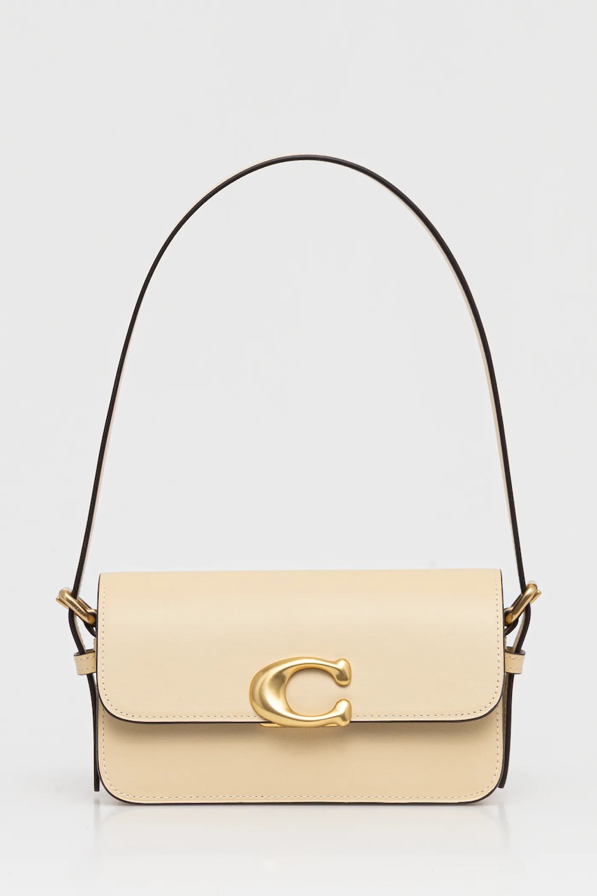 Coach poseta de piele Zoe culoarea galben, CAM18