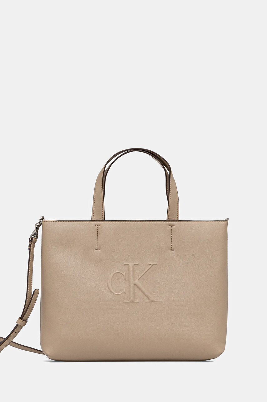 Levně Kabelka Calvin Klein Jeans béžová barva, LV04K3111G