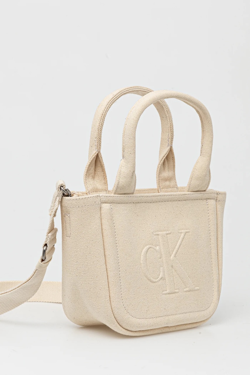 Хлопковая сумка Calvin Klein Jeans цвет бежевый LV04K3160G Хлопковая сумка Calvin Klein Jeans цвет бежевый LV04K3160G