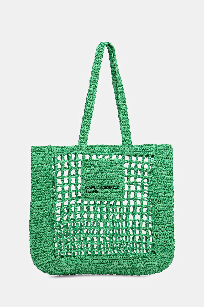 Karl Lagerfeld Jeans geanta de plaja culoarea verde, A2W50008