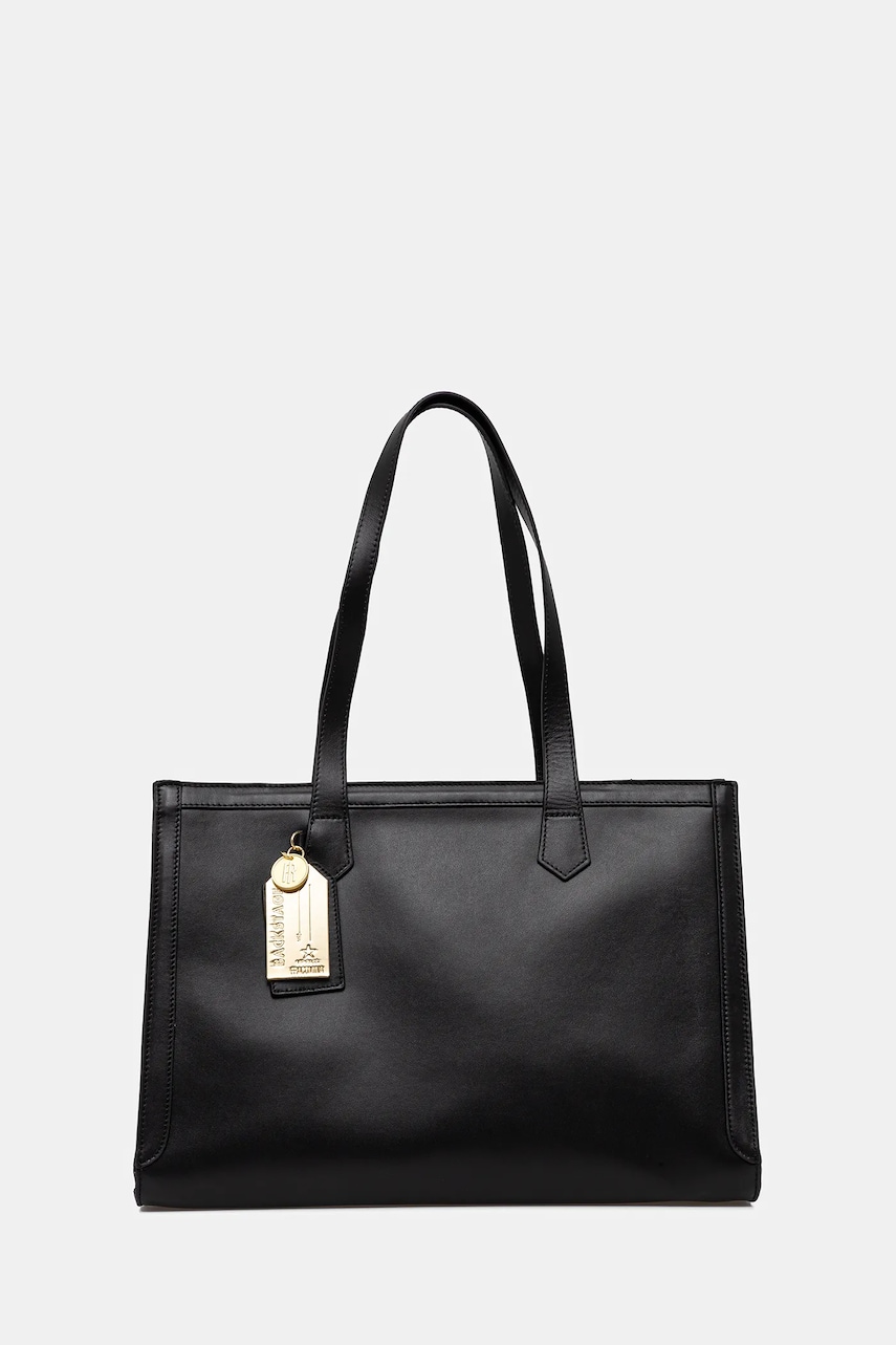 Francomina  geanta de piele culoarea negru, FB25SBA001L41901