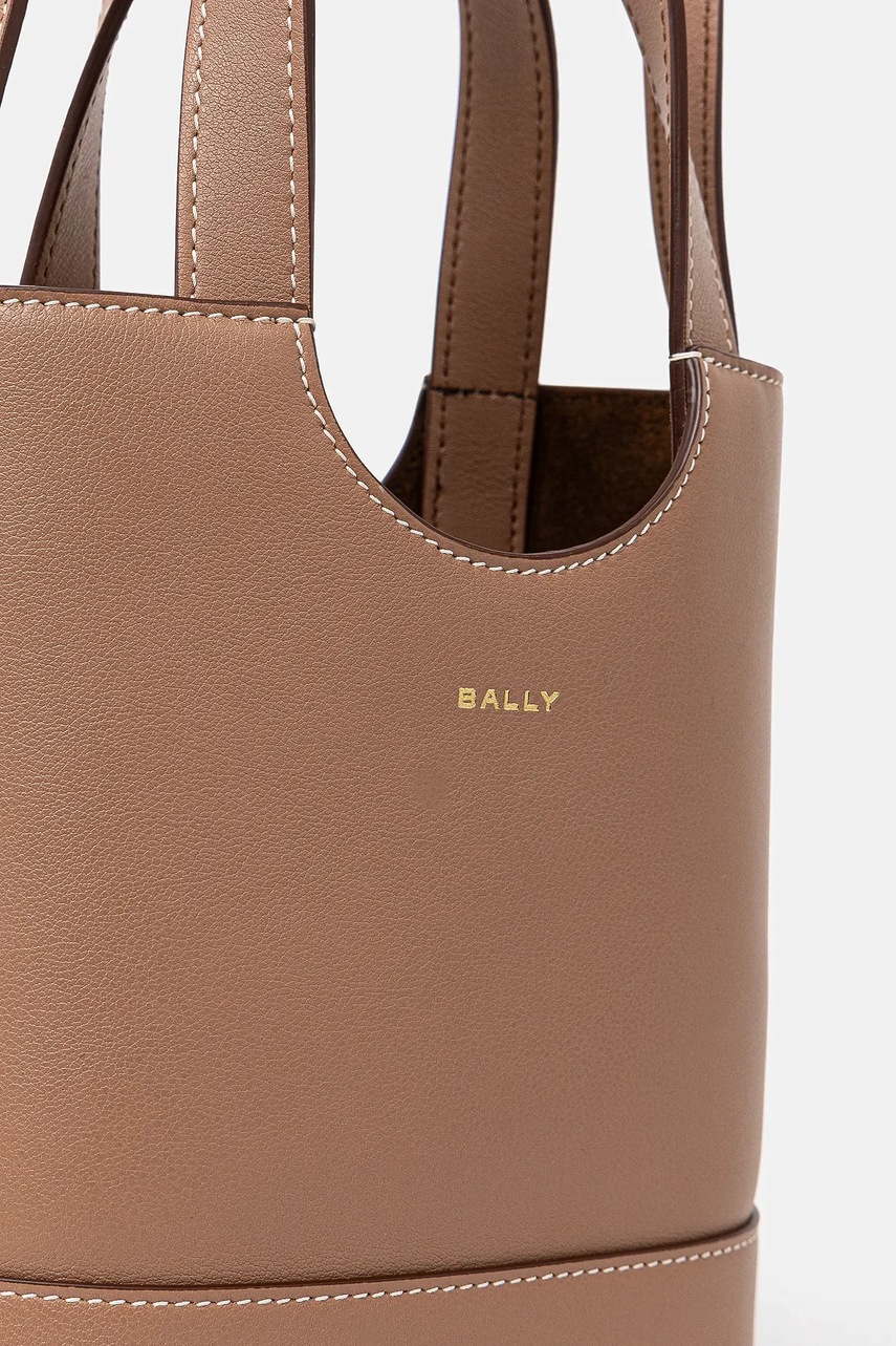 Δερμάτινη τσάντα Bally χρώμα: καφέ, WAE069 φωτογραφία
