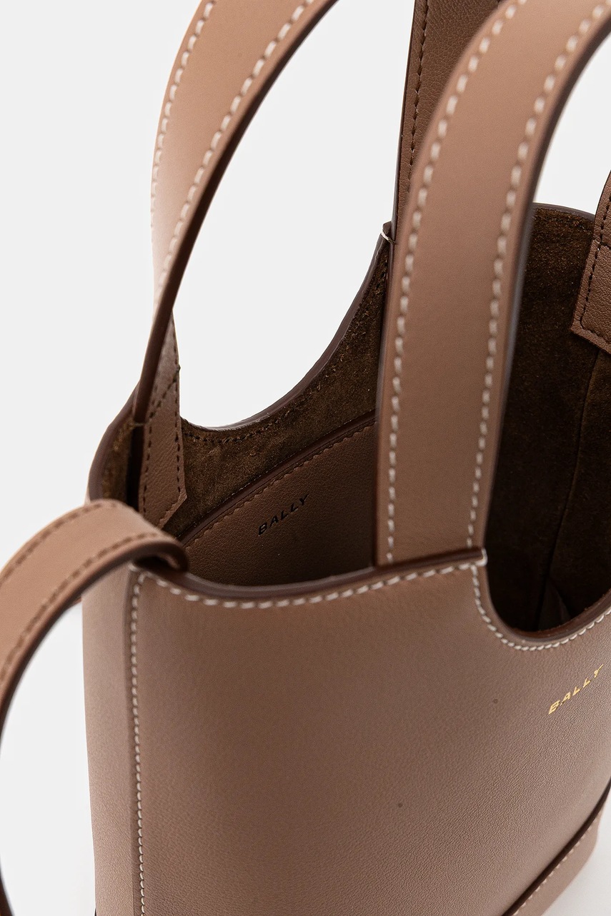 Δερμάτινη τσάντα Bally χρώμα: καφέ, WAE069 φωτογραφία